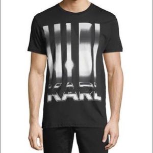 KARL LAGERFELD BLACK GRAPHIC LOGO T-SHIRT SMALL S